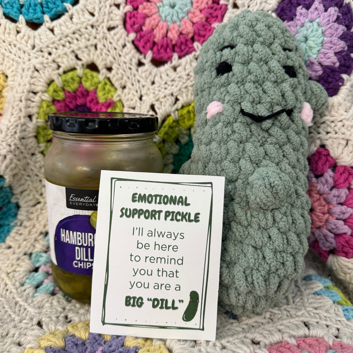 Emotional Support Pickle Handmade Toy. Crochet Pickle Gift