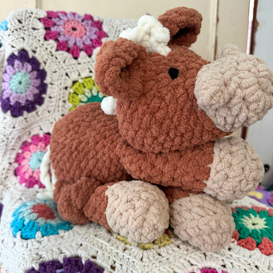 Pony Plushie Cuddle Toy.  Handmade Horse Toy with Fast Shipping.  Custom Colors Available