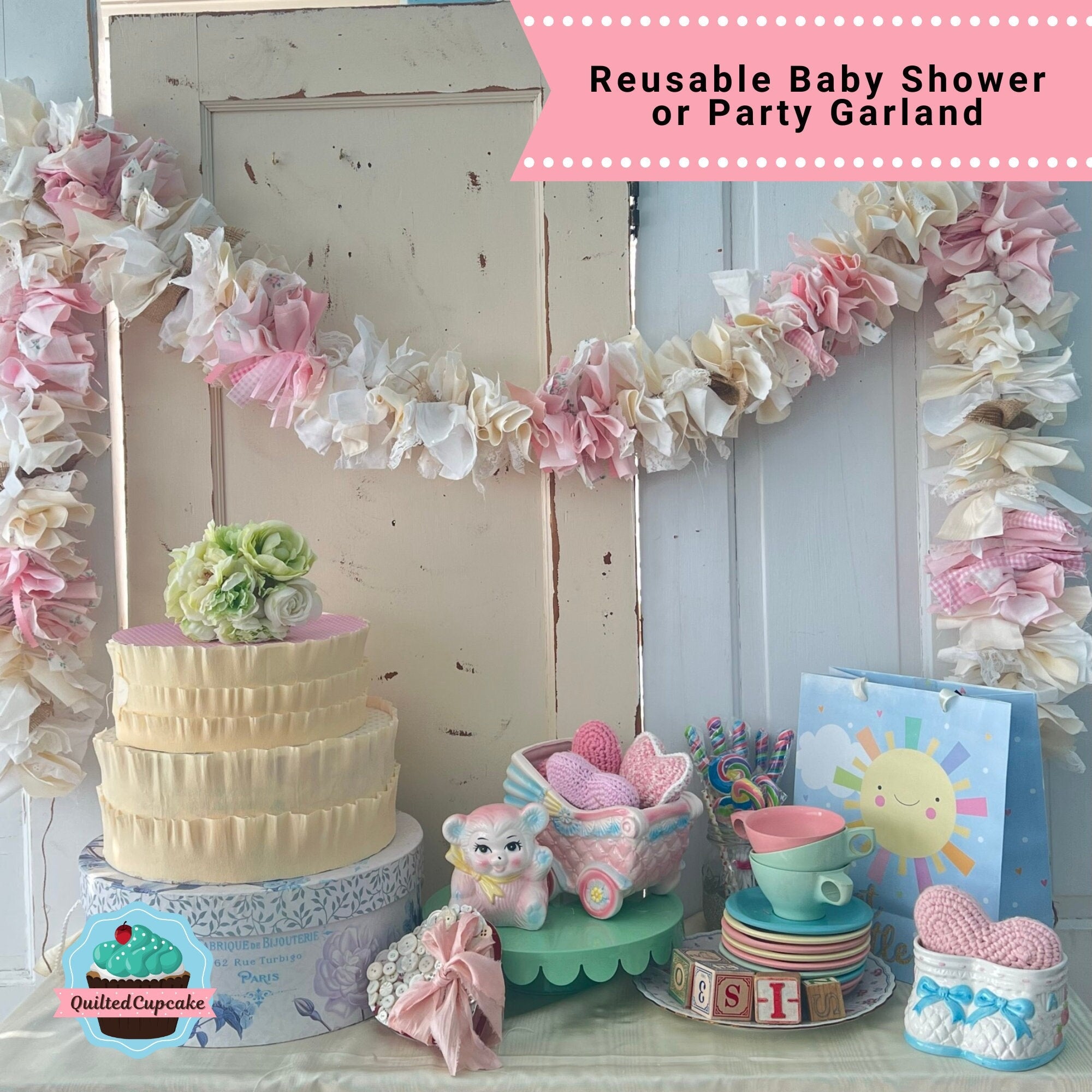 Pink and burlap hot sale baby shower decorations